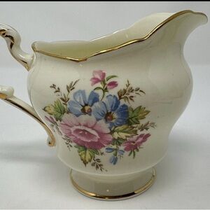 Floral Creamer Pitcher with Gold Trim from England -Elegant China